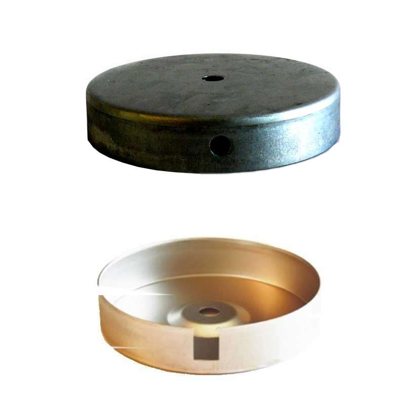 Metal base with a diameter of 120 mm and a height of 24 mm.