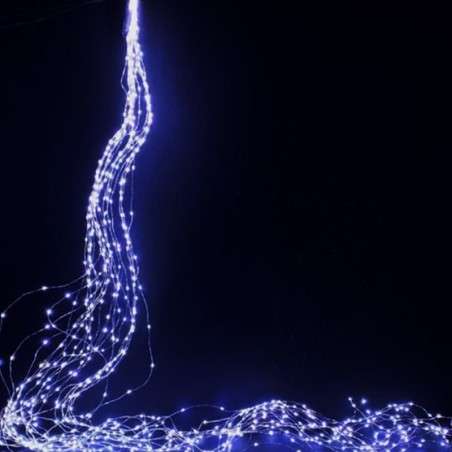Waterfall of 960 fixed blue outdoor LEDs and 700cm long