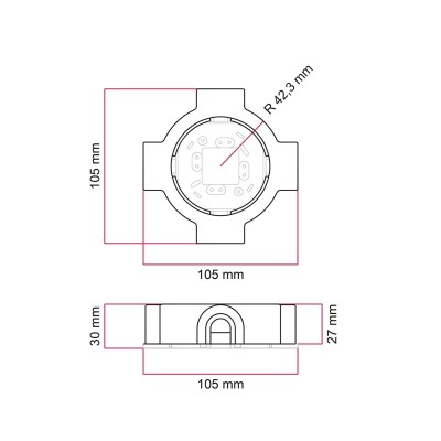 Porcelain base with 4 outlets for 20 mm tube | LightingDIY