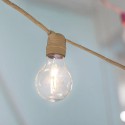 10 LED light garland in linen colour IP44 solar charge and rechargeable battery 2700K