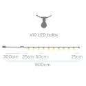 10 LED light garland in linen colour IP44 solar charge and rechargeable battery 2700K