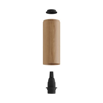 Cylindrical wooden lampshade Ø60 × 150 mm with E14 lamp holder