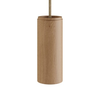 Cylindrical wooden lampshade Ø60 × 150 mm with E14 lamp holder