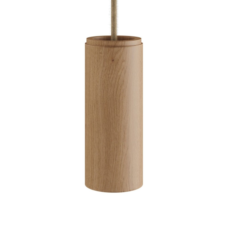 Cylindrical wooden lampshade Ø60 × 150 mm with E14 lamp holder