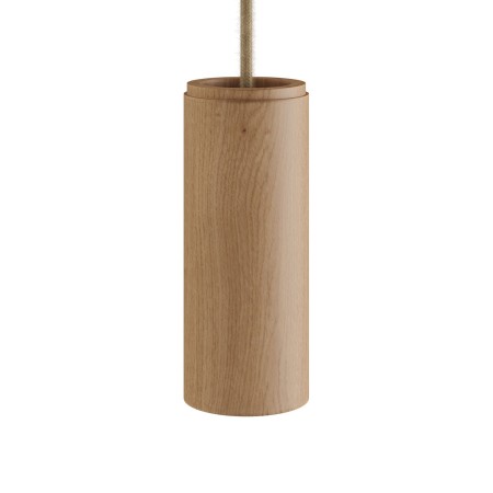 Cylindrical wooden lampshade Ø60 × 150 mm with E14 lamp holder