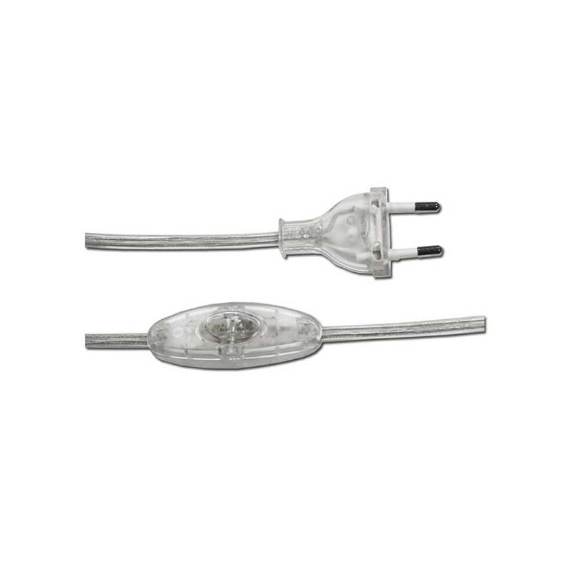 Transparent plastic connection 150cm with switch and plug