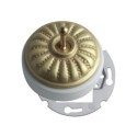 Recessed porcelain mechanism with embossed satin brass cover