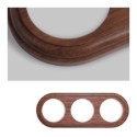 Triple round dark wood embedded mechanisms