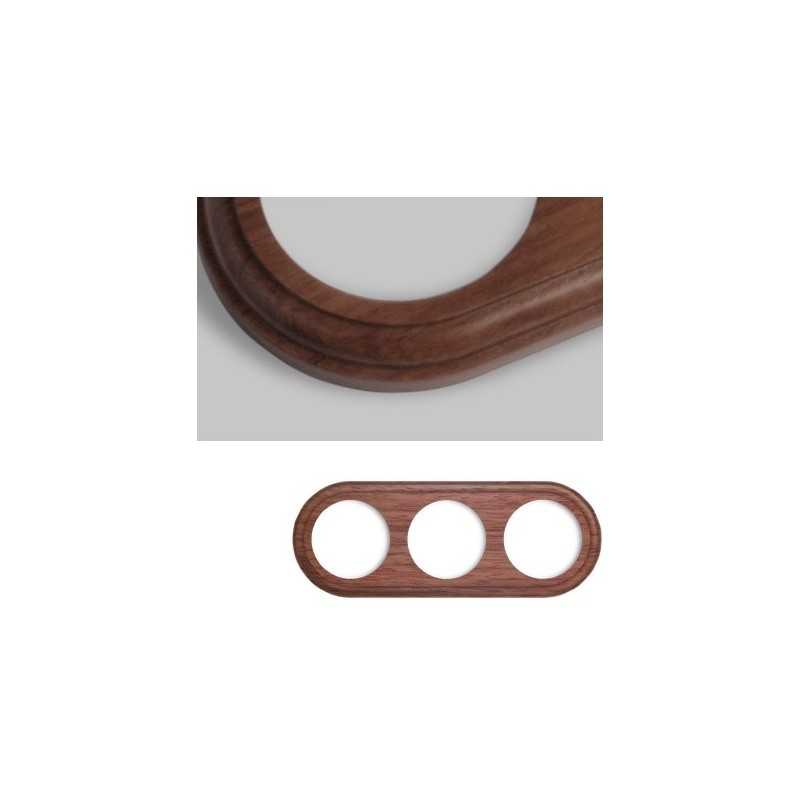 Triple round dark wood embedded mechanisms