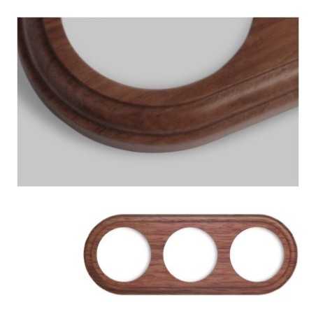 Triple round dark wood embedded mechanisms