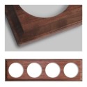 Square dark wood frame for 4 built-in mechanisms