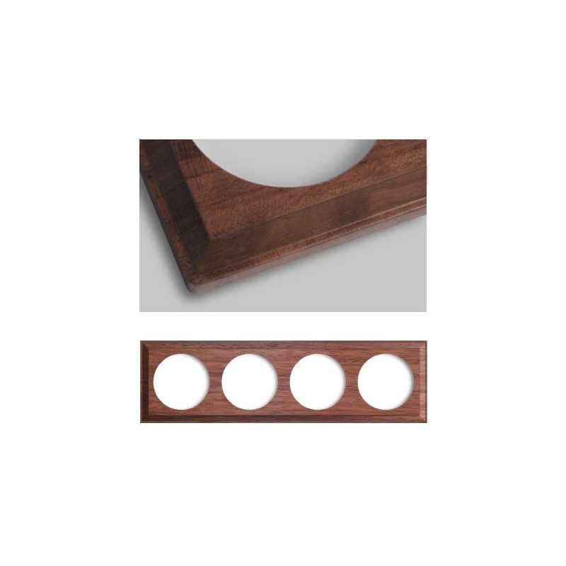 Square dark wood frame for 4 built-in mechanisms