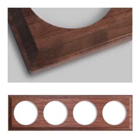 Square dark wood frame for 4 built-in mechanisms