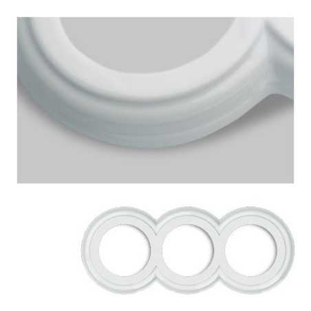 Porcelain frame for recessing three mechanisms