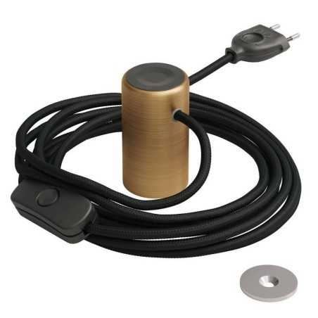 Magnetic brass lamp holder with switch and plug
