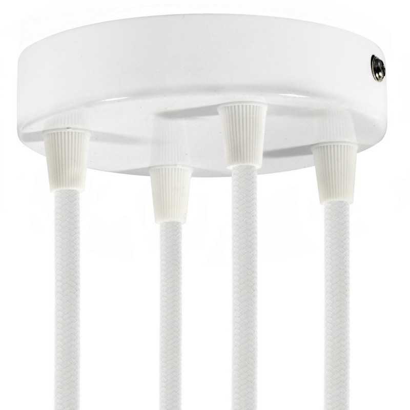 White metal support, 120mm in diameter and with four outlets.