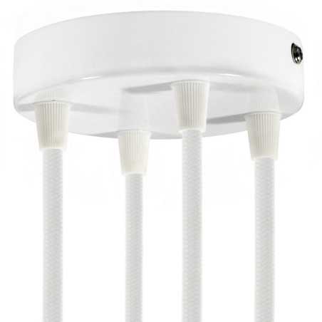 White metal support, 120mm in diameter and with four outlets.