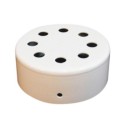 Metal support in white color, 100mm in diameter and with eight outlets.