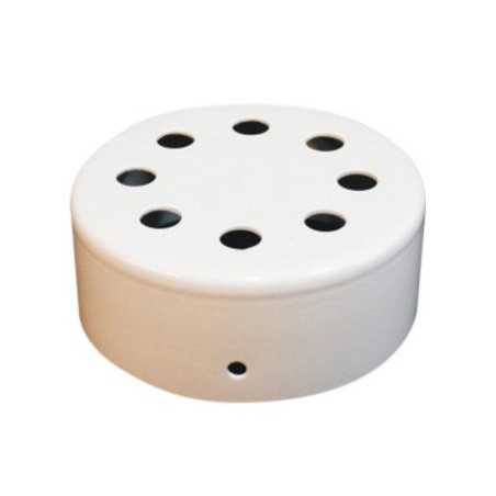 Metal support in white color, 100mm in diameter and with eight outlets.