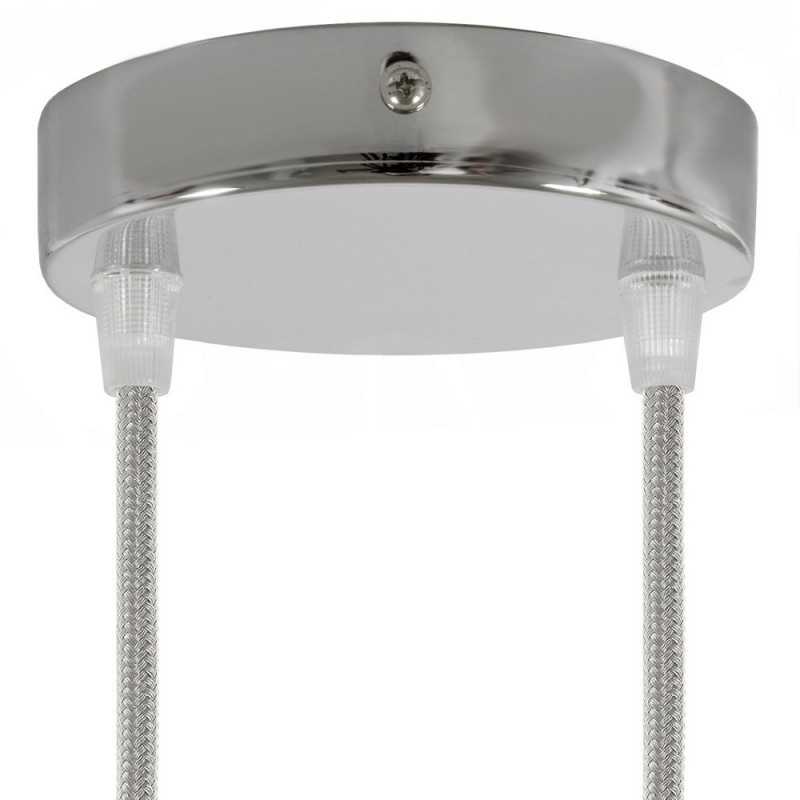 Chrome metal support, 120mm in diameter, with two outlets.