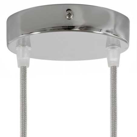 Chrome metal support, 120mm in diameter, with two outlets.