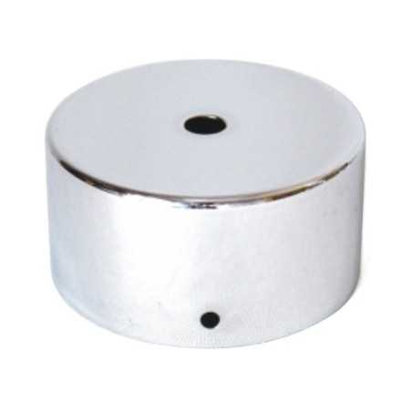 Bright chrome metal support, 80mm diameter, tall with one outlet.