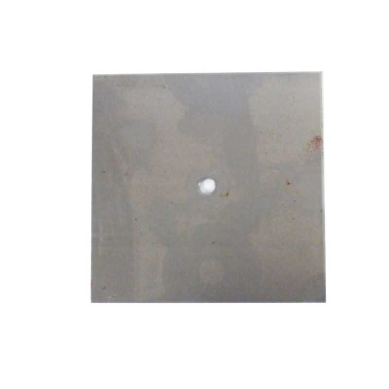 Flat iron plate with central hole threaded M10 and 2 slots