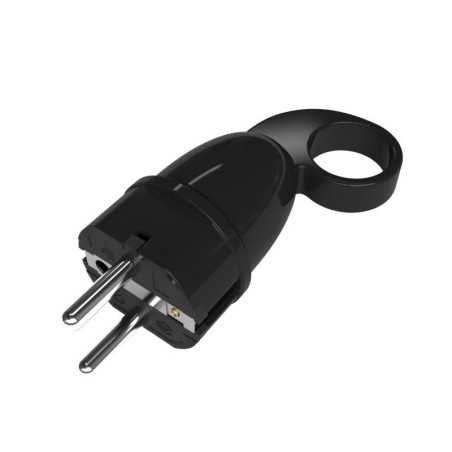 Rubber Schuko type plug 10/16A black color
