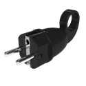 Rubber Schuko type plug 10/16A black color