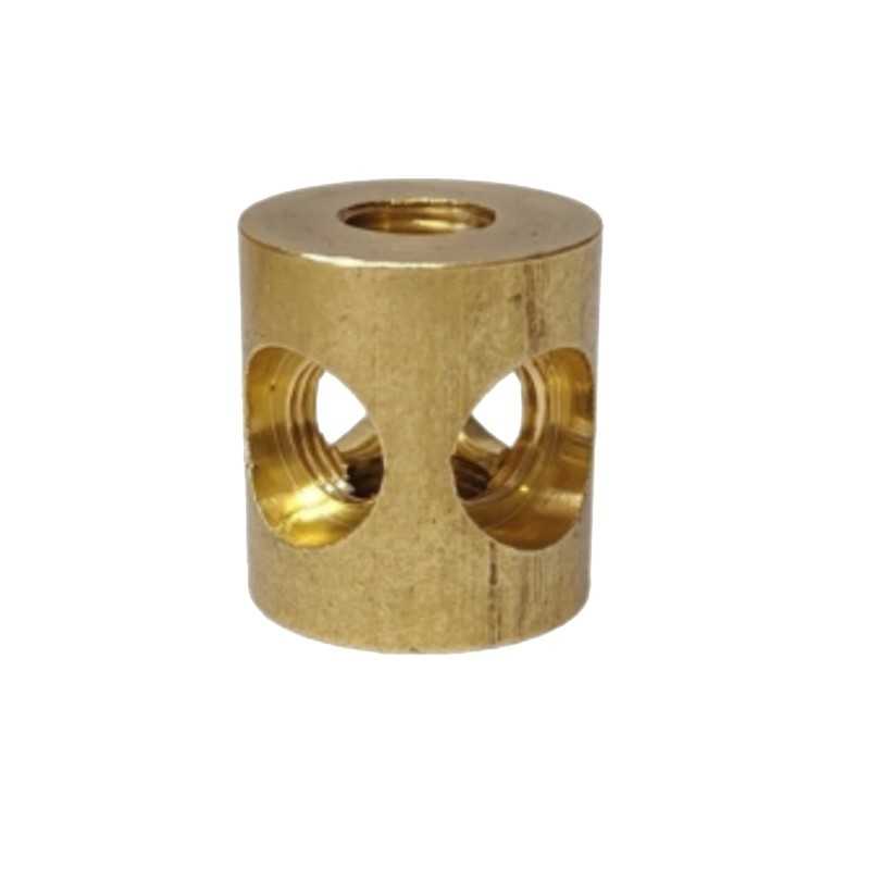 Brass distributor with 6 outlets, 24mm high x 22mm in diameter.