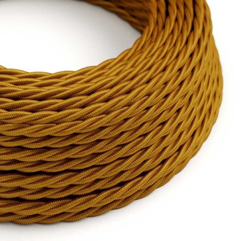 Braided textile decorative cable with a gold finish