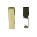 Candle with E14 lamp holder and 85mm height in gold color.