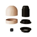 E27 threaded lamp holder with natural wood washers