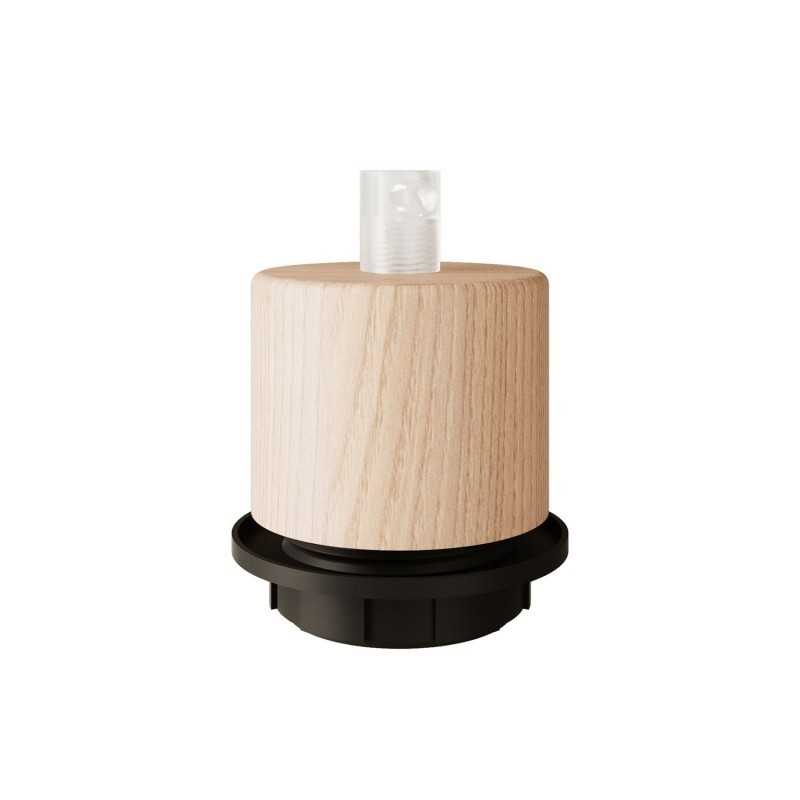 E27 threaded lamp holder with straight wooden washers