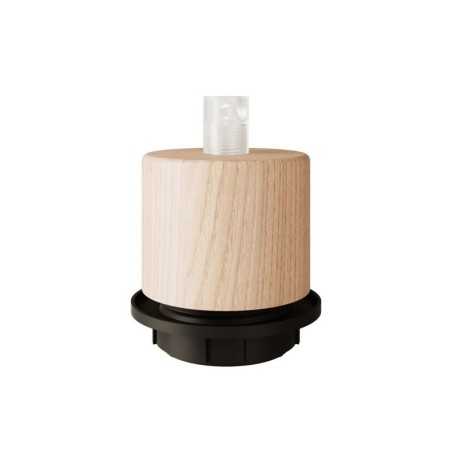 E27 threaded lamp holder with straight wooden washers