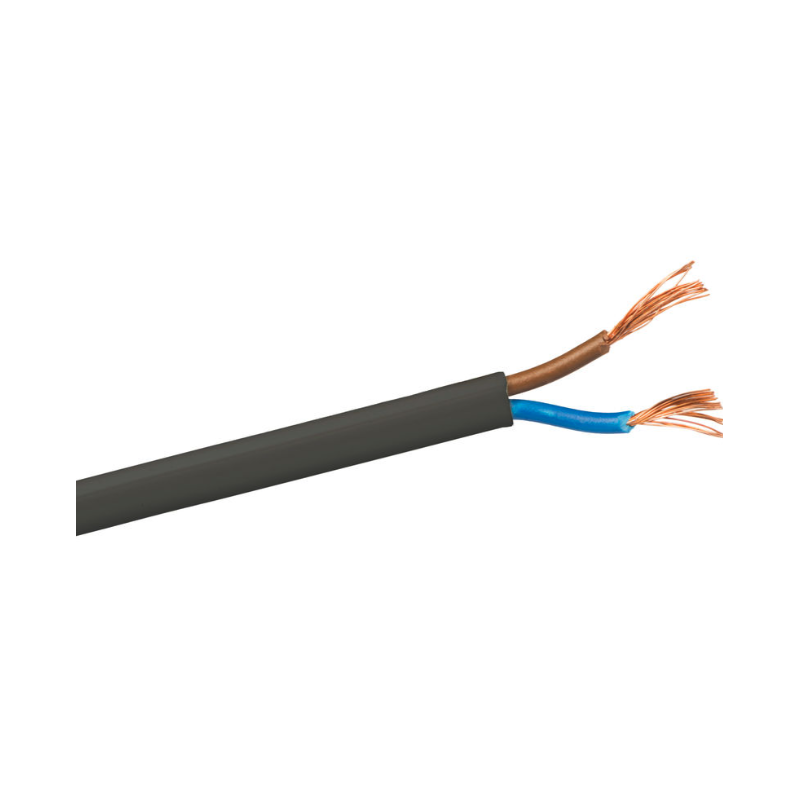 Flat black cable hose 2 x 0