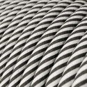 Decorative textile cable by the meter, approved, gray zigzag