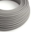 Decorative textile cable by the meter, approved, gray zigzag