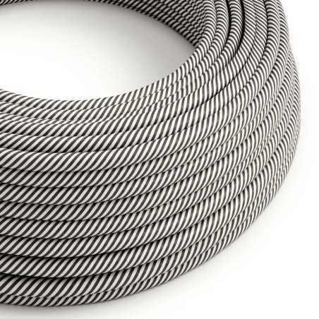 Decorative textile cable by the meter, approved, gray zigzag