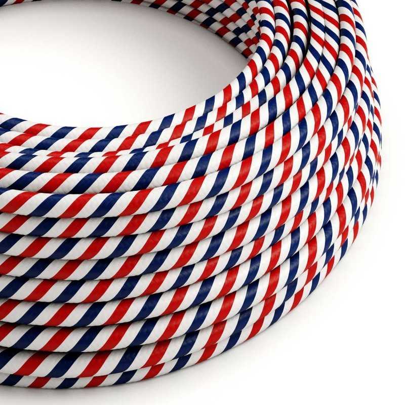 Decorative textile cable by the meter, approved in France, multicolor.