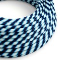 Decorative textile cable by the meter, approved, in swamp blue color.