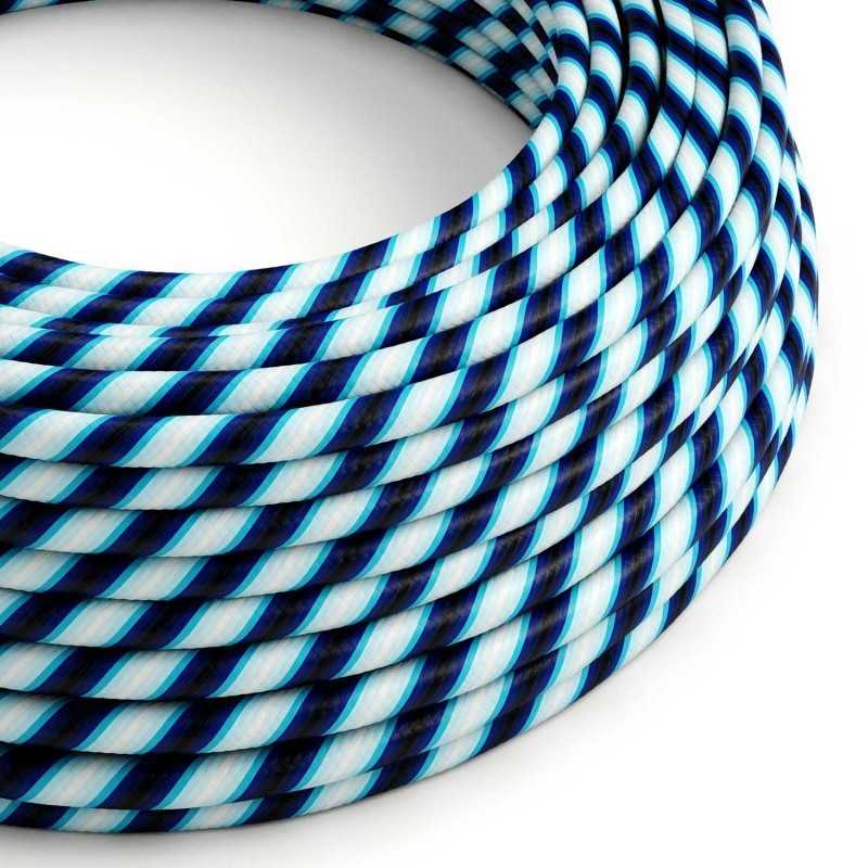 Decorative textile cable by the meter, approved, in swamp blue color.