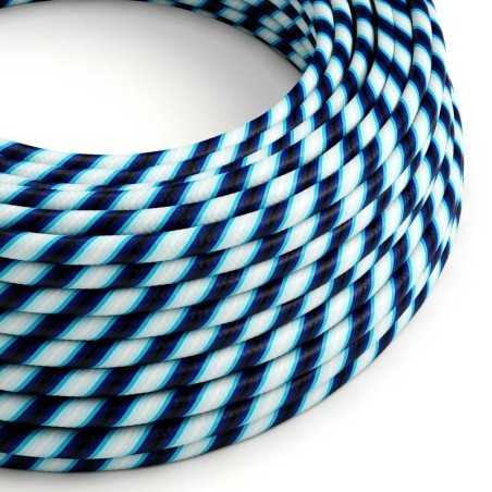 Decorative textile cable by the meter, approved, in swamp blue color.