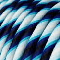 Decorative textile cable by the meter, approved, in swamp blue color.