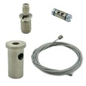 Ceiling support for steel cable with brass finish