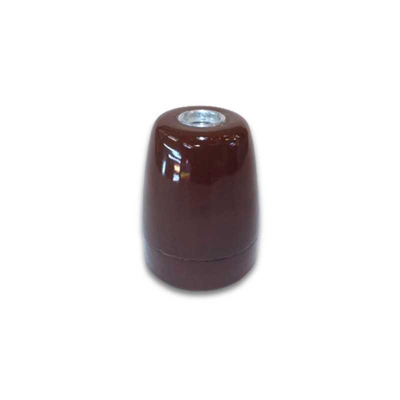 Porcelain lamp holder with E27 thread, wood imitation.