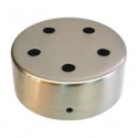Metal support, matte steel, 100mm in diameter with five outlets.