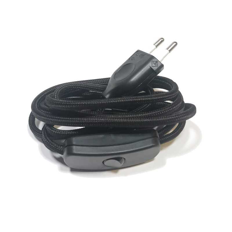 Textile connection kit with switch and plug 2 m | LIGHTING DIY