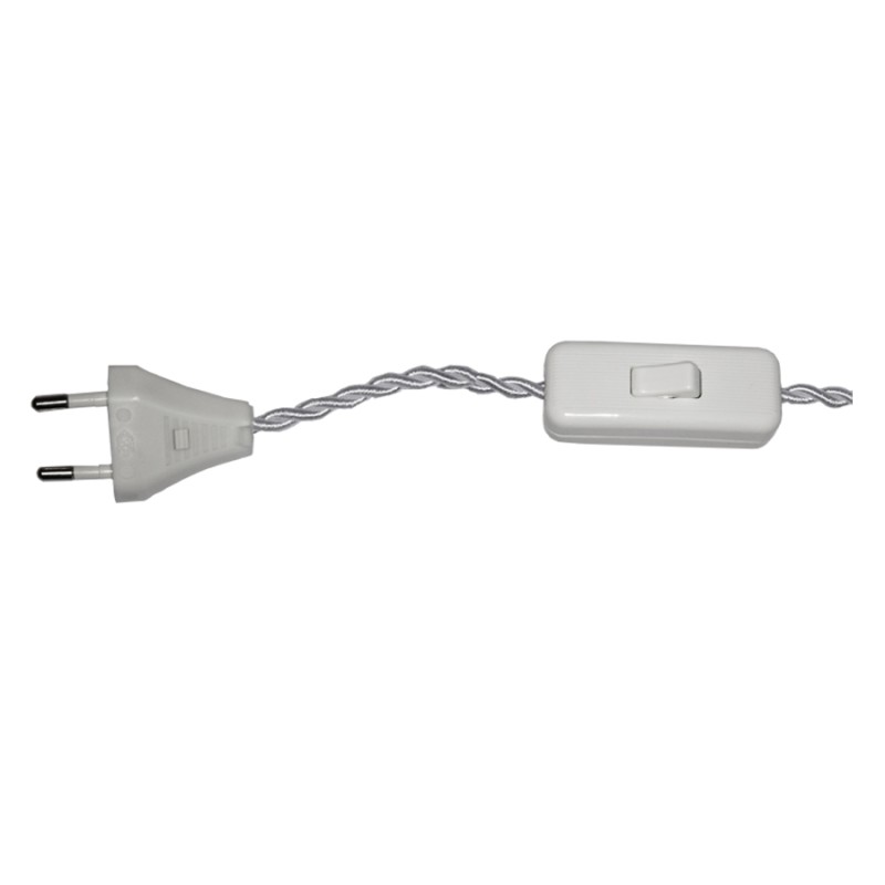 Braided connection with switch and plug for mounting lamps