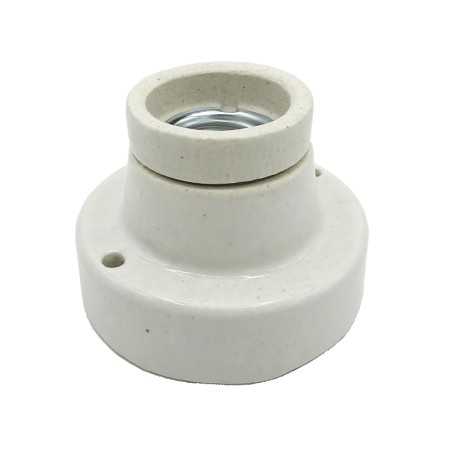 Porcelain straight E27 lamp holder socket in off-white color